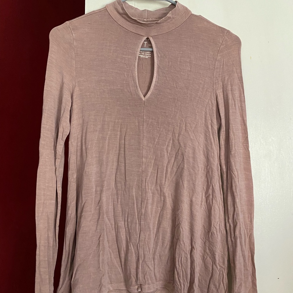 Flowy mock-neck long sleeve w/ cutout